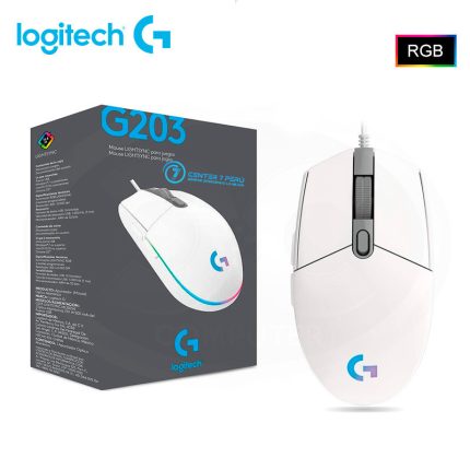MOUSE LOGITECH G203 LIGHTSYNC OPTICAL 8000 DPI RGB WHITE
