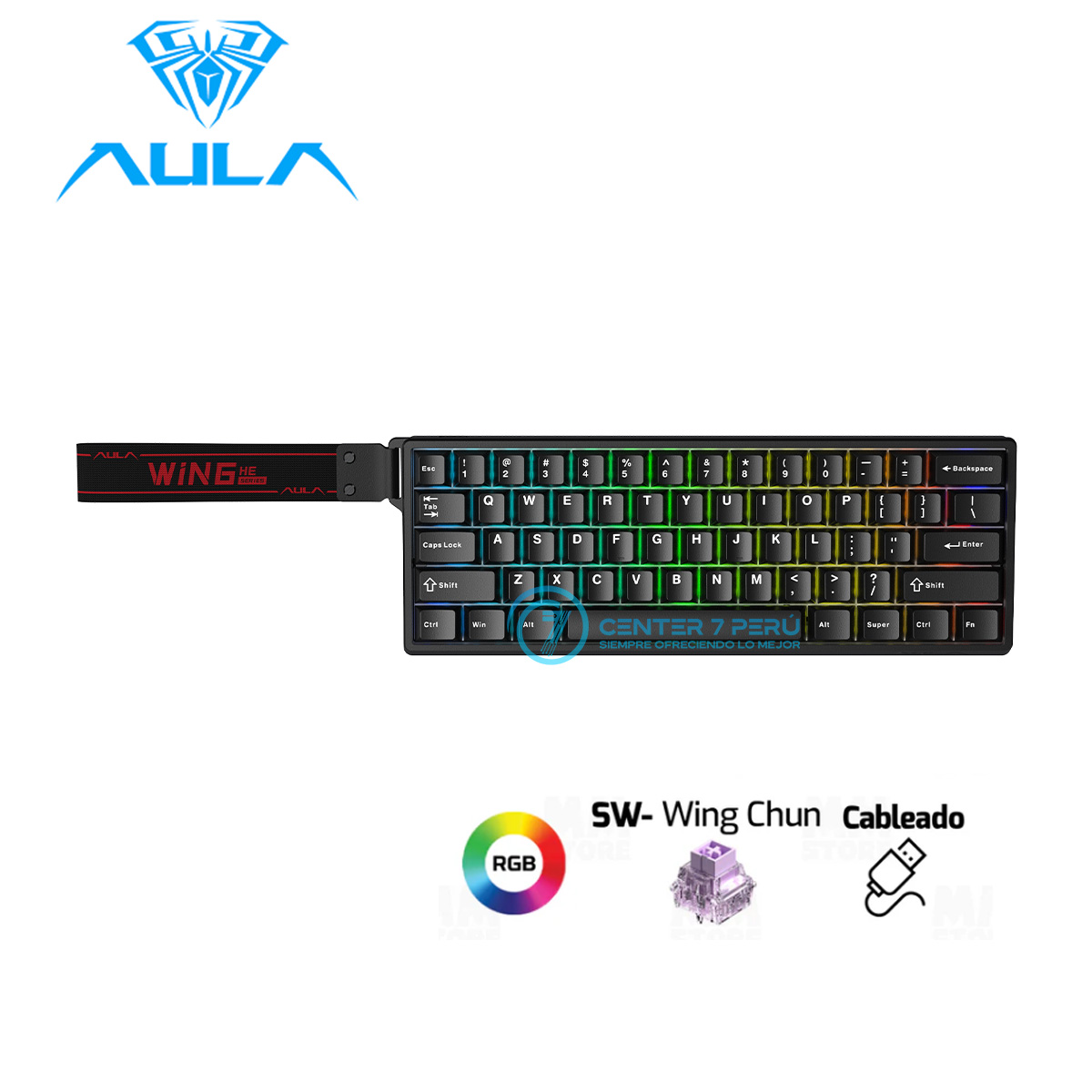 W60HE B 1 copia TECLADO AULA WIN60HE CABLEADO BLACK - MAGNETIC SWITCH - Imagen 1