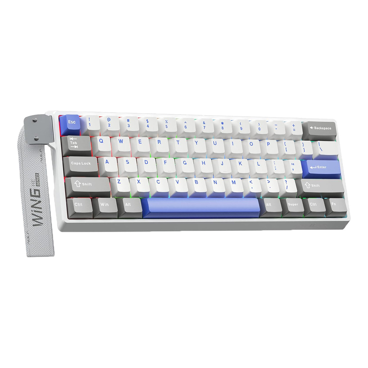 WIN60HEMAX-WP-2 TECLADO AULA WIN60HE MAX CABLEADO GREY/WHITE/BLUE - MAGNETIC SWITCH - Imagen 1