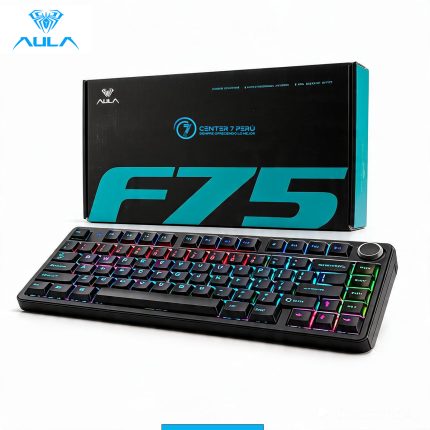 TECLADO AULA F75 RAINBOW CABLEADO INGLÉS BLACK - RED SWITCH