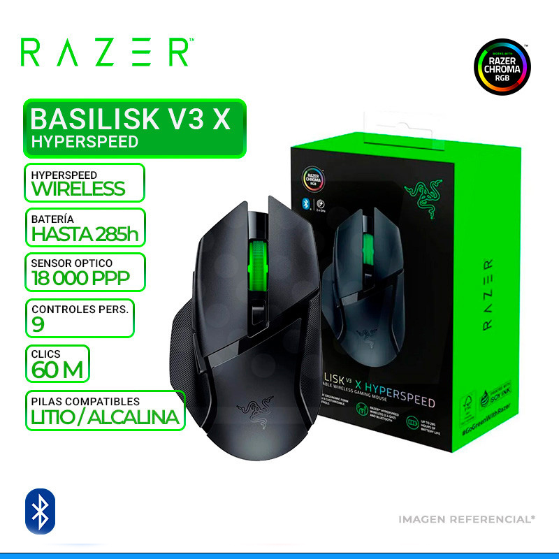 mouse-inalambrico-bt-razer-gaming-basili copia MOUSE RAZER BASILISK V3 X 18K DPI WIRELESS / BT SWITCH MECHANICAL BLACK - Imagen 1