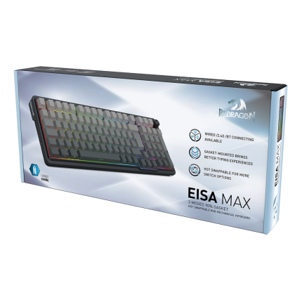 TECLADO REDRAGON EISA MAX K686SP-RGB-MAX NEGRO GRAY WIRELESS ESPAÑOL