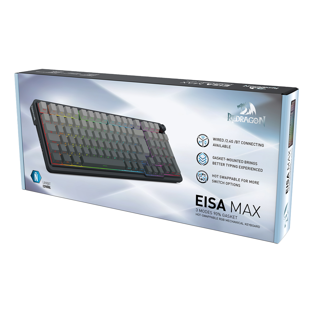 EISA BD 10 TECLADO REDRAGON EISA MAX K686SP-RGB-MAX NEGRO GRAY WIRELESS ESPAÑOL - Imagen 1