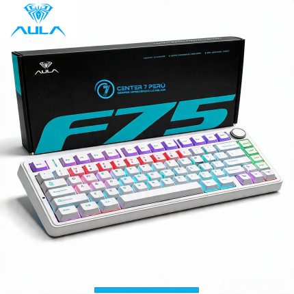 TECLADO AULA F75 RAINBOW CABLEADO INGLÉS WHITE - BLUE SWITCH